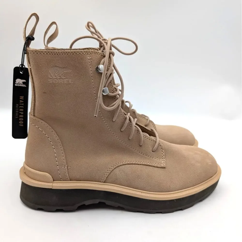 SOREL Hi-Line Waterproof Lace-Up Boots Women's Light Beige Size US8.5 EU39.5